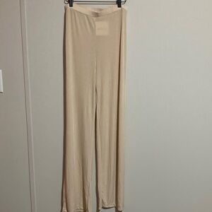 Chic Cream Wide Leg Women's Pants